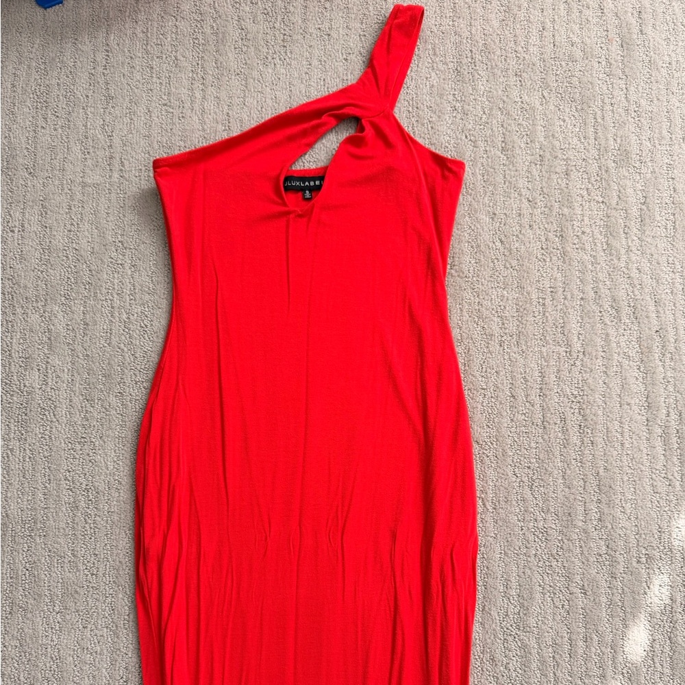 JLUXLABEL Vibrant Red One-Shoulder Dress